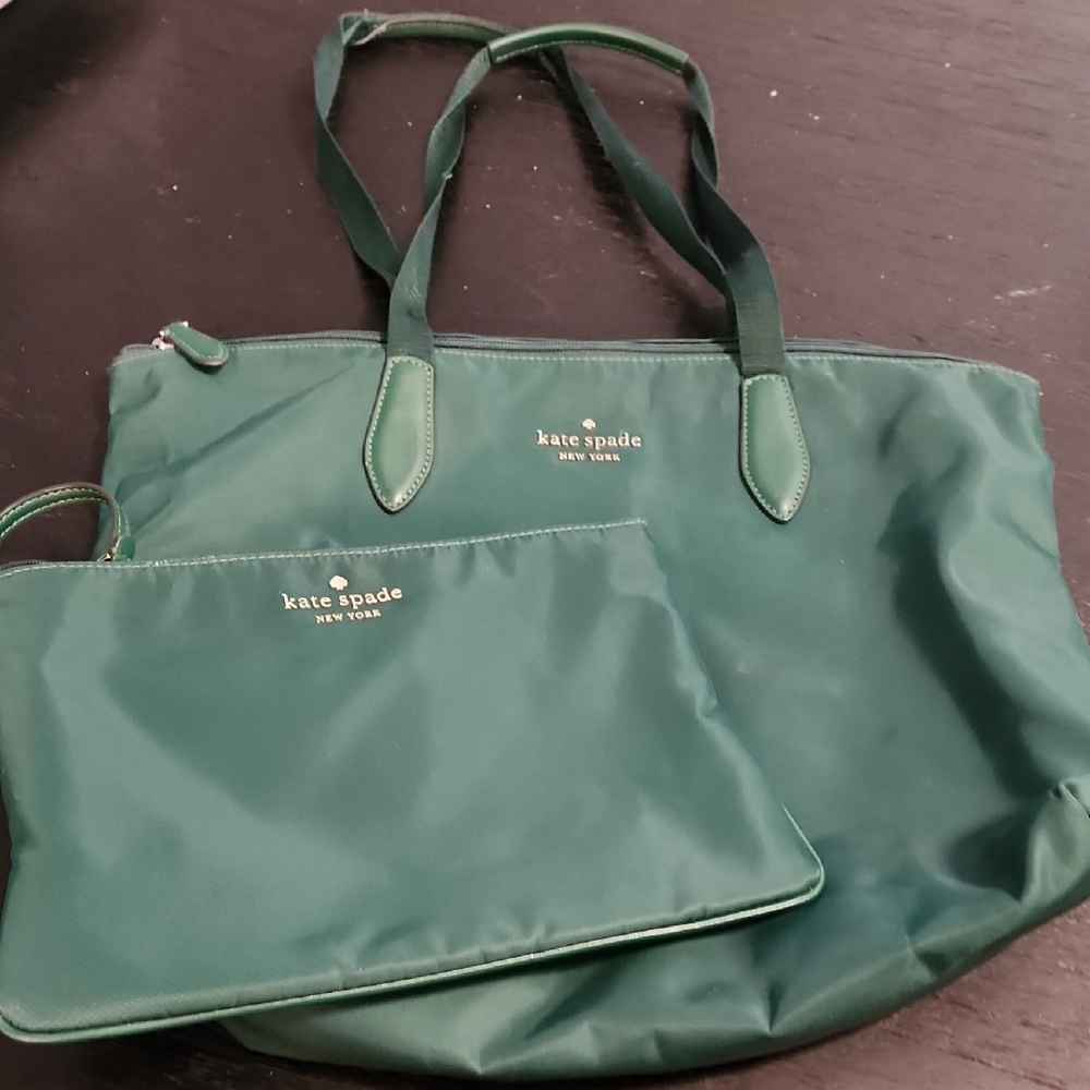 Kate Spade Forest Green Tote and Pouch